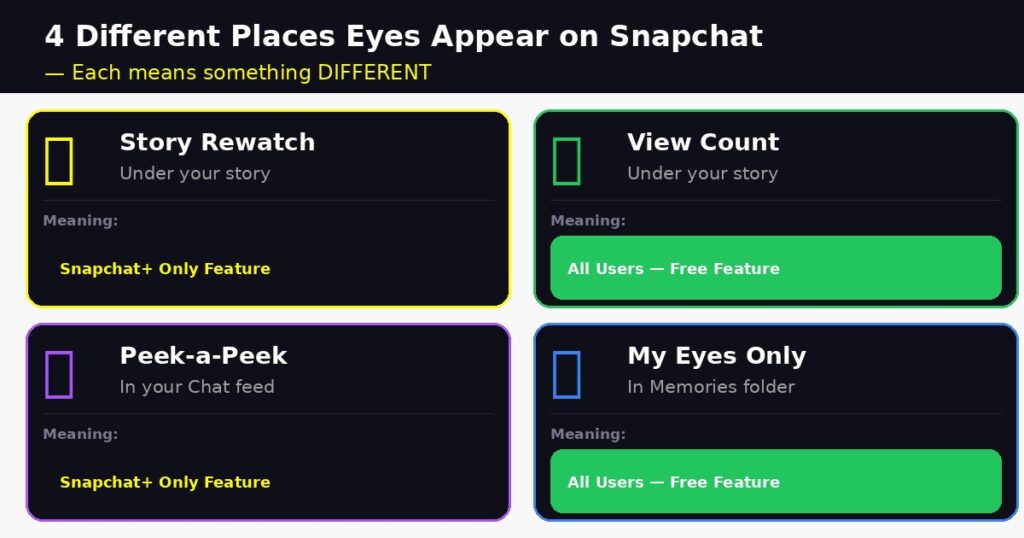 What Are the π Eyes on a Snapchat Story? 4 Four different contexts where eyes appear on Snapchat