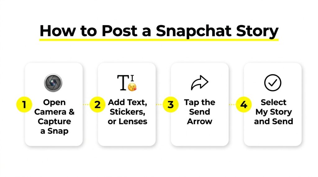Snapchat Story: The Complete Guide to How It Works (2026) 5 How to post a snapchat story